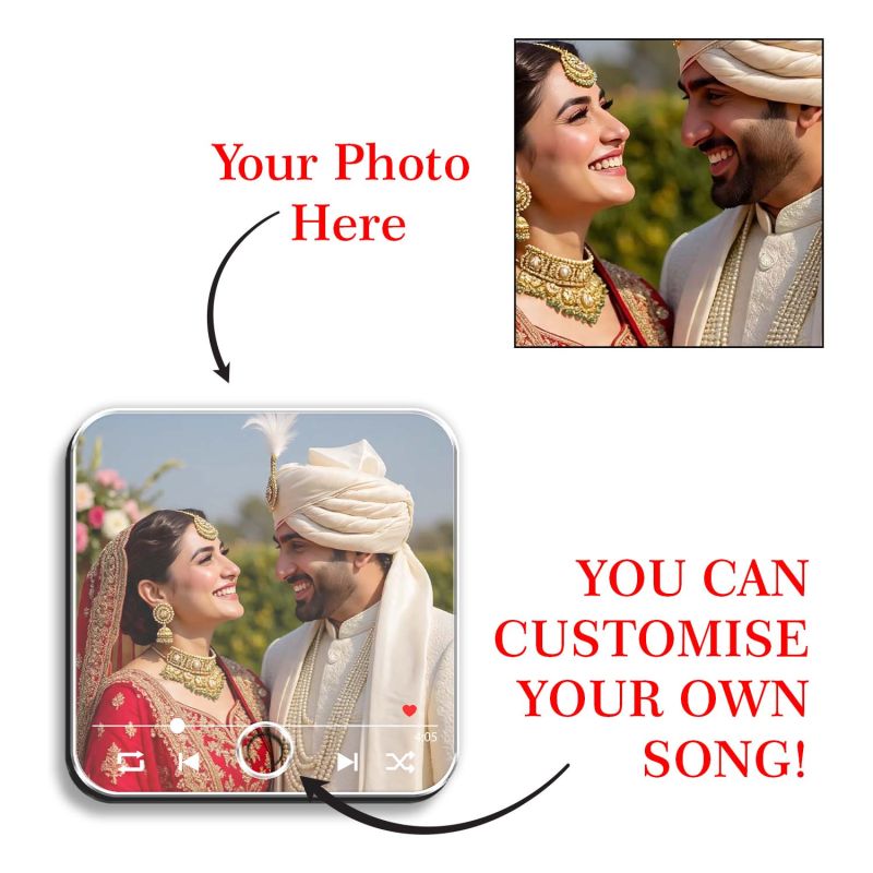 Personalized Custom Photo & Music Player Music Fridge Magnet for Husband Wife  Wedding Gift for Couples  Playable Music Rechargeable with On/Off Button